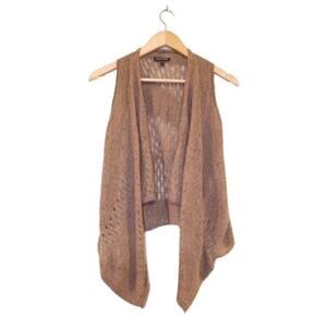 Eileen Fisher baby alpaca tan sleeveless cardigan